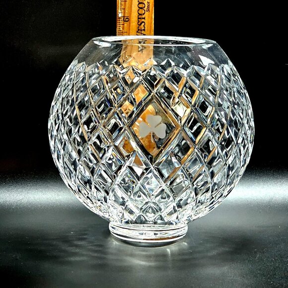 Galway Leah Crystal Rose Bowl Vase 6" Ireland Shamrock Lead Crystal handcut glas - Picture 8 of 13